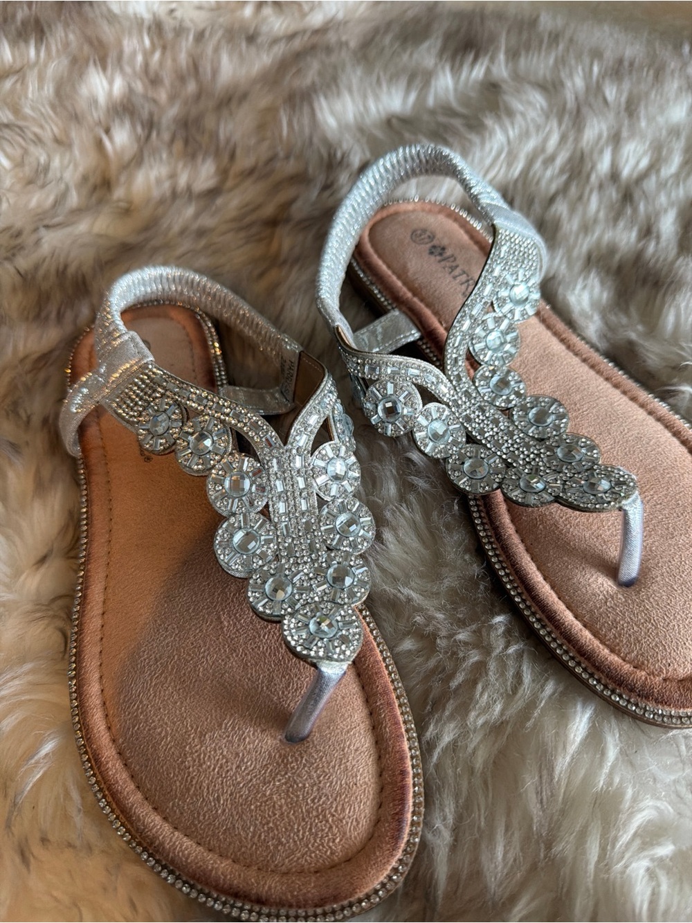 Patrizia Spring-step crystal Silver sling back Women's thong Hampton Sandals 37